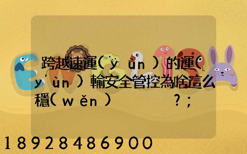 跨越速運(yùn)的運(yùn)輸安全管控為啥這么穩(wěn)？